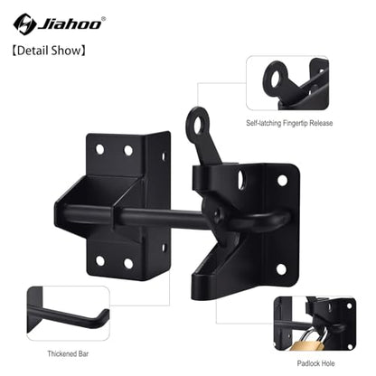 Heavy Duty Automatic Gate Latch for Wooden Fences,Self Locking Metal Gates for Vinyl Fence Outswinging Pool Gate Door Latches, Black | Heavy Duty Automatic Latch, For Metal Gates, Vinyl Fence, Outswinging Pool Gate Door, Black