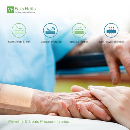 NeuHeils Silicone Foam Dressing with Border 4''x4'', 40 Pack for Bed Sores - size: 4''x4'' (40 Pack)
