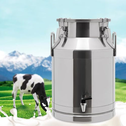 Stainless Steel Milk Can, 30 Liter Seamless Milk Jug Wine Pail Bucket with Spigot 7.93 Gallon Anti-Leak Liquid Storage Container Milk Pail with Sealed Lid Heavy Duty (30L with Spigot) - size: 30L with Spigot
