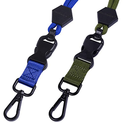 Wisdompro 2 Pack 23" Lanyard with Safety Breakaway Buckle - Blue,Army Green | Durable Heavy Duty Neck Lanyard, with Detachable Buckle and Metal Hook, for ID Card Badge Holder and Keys - color: Blue, Army Green, size: 23 inches