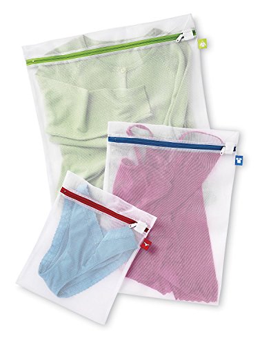 Whitmor Color Coded Zippered Mesh Wash Bags (3 Piece Set) - size: Large MESH WASH BAG S/3
