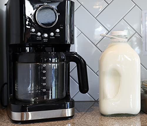 The Dairy Shoppe Glass Milk Bottle, Heavy Glass with 48mm Lid, Creamery Style (64 oz/1 pk, Half Gallon) - size: Half Gallon