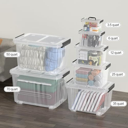 Large Plastic Storage Box with Lid, 70 Quart, 4 Packs - size: 70 Quart