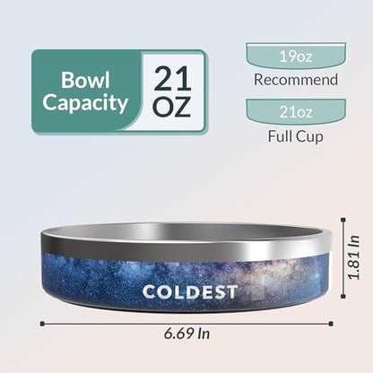 Coldest Dog Bowl - Anti Rust Metal, Non Slip, 3 Layers Insulated Stainless Steel Dog Bowls - Spill Proof & Heavy Duty - Water Bowl for Dogs, Cats & Pets, Dish Washer Safe (21 oz, Into The Beyond) - color: Into The Beyond, size: 21 oz