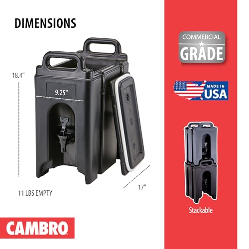 Cambro 250LCD110 Camtainer 2.5 Gallon Black Insulated Beverage Dispenser Case of 1