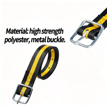 Heavy Duty Cow Collar Adjustable Livestock Neck Strap for Cattle, Horses & Sheep, High-Strength Polyester Ranch Collar with Metal D-Ring, 1.8 Ton Tensile Strength, Yellow