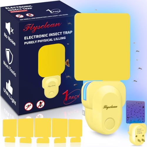 Flying Insect Trap Plug-in, Indoor Mosquito & Gnat Killer - color: yellow, size: 1 device + 5 refills