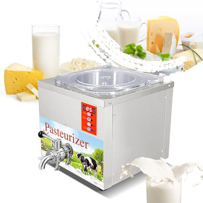 Commercial Milk/Juice Pasteurization Sterilization Machine | 14L Sterilization Equipment For Milk, Juice & More, Food Grade Stainless Steel With 360° Stirring, Auto Washing & Timer