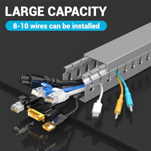 Open Slot Wire Duct Kit, 125.6"(8 x 15.7) Server Rack Cable Management, Cable Management Raceway for Hide Network HDMI VGA Cable, Wiring Raceway Cable Duct, Desk Wire Channel, 8 Pack, Grey - size: Grey-8