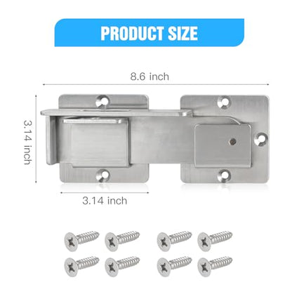 Double gate Latch with Padlock Holes, gate Latch for Wooden Fence,4mm Heavy Duty gate Latch,Adjustable barn Door Latch for Sliding and Swing Open Door