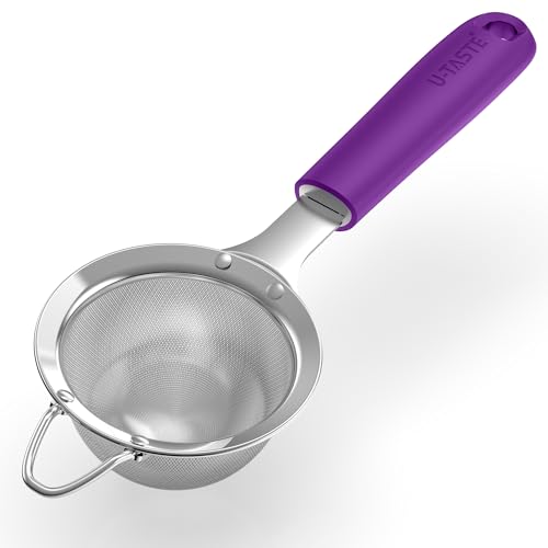 U-Taste Fine Mesh Strainer, 18/8 Stainless Steel Sieve 30 Mesh, S/Purple - color: (5) Purple, size: S-3.35in