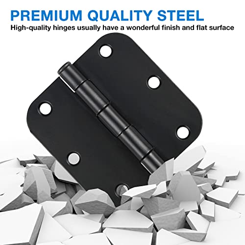 TDCHINGES 3 1/2" Matte Black Door Hinges 3.5" Rounded Flat 5/8" 30 Pack - color: Matte Black, size: 30 Pack