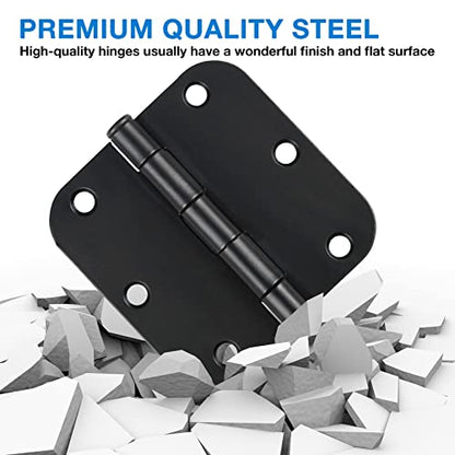TDCHINGES 3 1/2" Matte Black Door Hinges 3.5" Rounded Flat 5/8" 30 Pack - color: Matte Black, size: 30 Pack