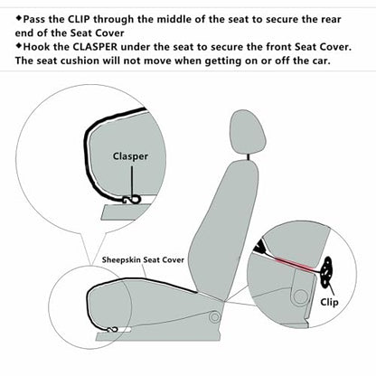 2 Pack Black Fuzzy Sheepskin Car Seat Covers for Soft Genuine Wool Cushion - color: Black