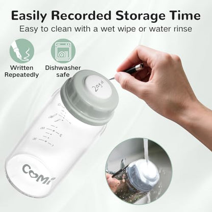 COMI Natural Glass Baby Bottle,Breastmilk Storage Bottle for Fridge,Breast Milk Container,Breast Pump Bottle Compatible with Medela Breast Pump,BPA Free,2PCS (5oz,2 Gray Lids) - style: 2Gray