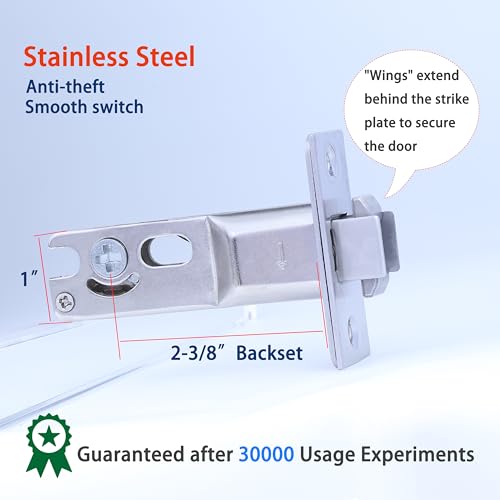 Dontay Pocket Door Keyed Lock, Round Contemporary Entrance Sliding Barn Door Lock Latch, Recessed 2 Sided, 2-3/8 inch Backset, Flush Handles Hardware(Brushed Nickel,2) - color: Brushed Nickel