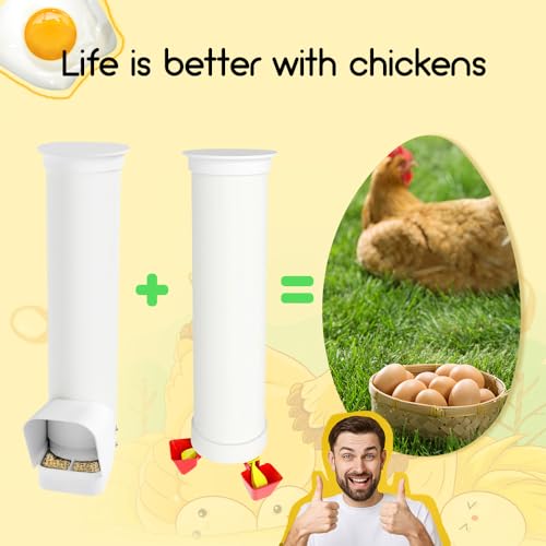 Automatic Chicken Feeder, 7lb Large PVC No Waste Chicken Feeder