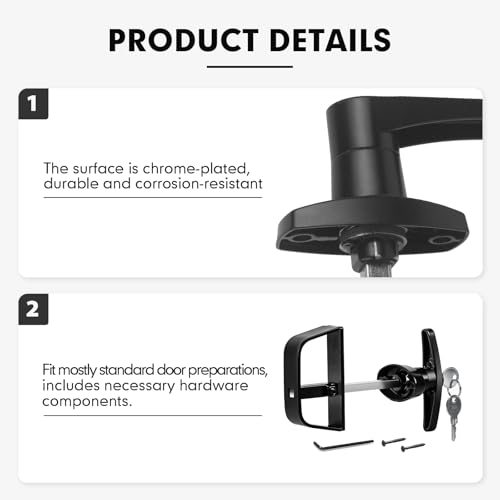 L-Handle Lock Kit,Hurrikom Double Shed Door Latch with 5.5" Stem, Lock Matching Set Includes 10 Keys for Sheds Doors, Playhouses, Chicken Coops,Camper, RV, etc(Black).All Keys are Universal. - size: 5.5 inch-BLACK-L
