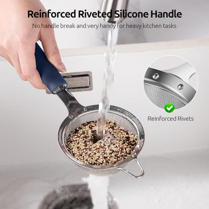 U-Taste Fine Mesh Strainer, 18/8 Stainless Steel Sieve, S/Midnight Blue - color: (3) Midnight Blue, size: S-3.35in