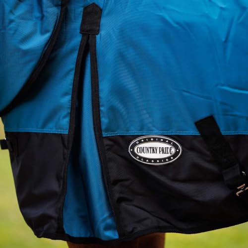Country Pride Heavyweight Turnout Blanket for Horses, 1680D Waterproof Durable Outer Shell, 300g Insulation, Attached Neck Cover, Adjustable Front and Leg Straps, Shoulder Gussets, Tail Cover (76) - size: 76