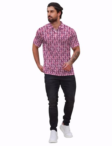 Funny Golf Shirts for Men, Quick Dry Moisture Wicking Polo Shirts - color: Breast Cancer, size: Medium