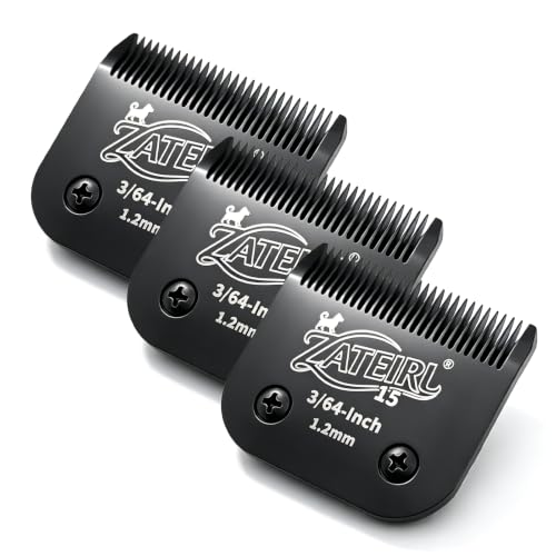 Size 15 Detachable Pet Grooming Clipper Blade with Steel Cutter, 3/64 Inch (1.2 mm) Cut Length, Black, Compatible with Andis, Oster A5, Wahl KM10, 3 Pack - color: Black, size: 15# 1.2mm - 3 Pack