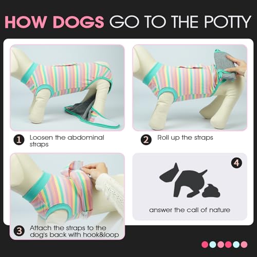 FUAMEY Recovery Suit for Dogs After Surgery,Soft Breathable Dog Bodysuit - color: Mint Green Stripes, size: Xs(back:8.3-11.4in,wt:4-7lbs)