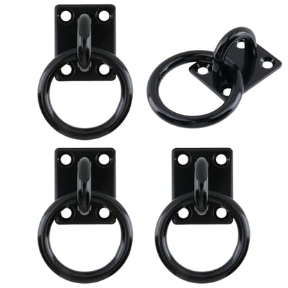 4Pcs 8mm 304 Stainless Steel Square Pad Horse Tie Rings - size: 8mm