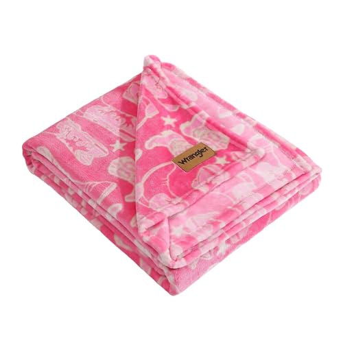 Wrangler - Plush Fleece Throw Blanket, Super Soft Bedding, Yellowstone-Inspired, Dorm Room Essentials, 50x60, Knockin Boots Pink - color: Knockin Boots Pink, size: 50" x 60"