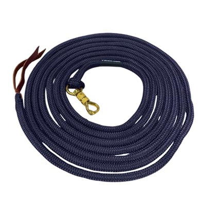 PARELLI 22 Foot Ground Training Rope - Strong Everyday Use All-Purpose Large Horse Lead Rope with Loop & Latigo Popper | 9/16" Diameter Smooth Yachting Braid, Navy Blue - color: Navy Blue