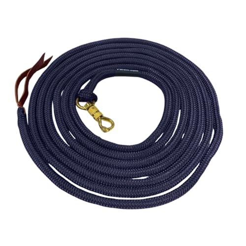 PARELLI 22 Foot Ground Training Rope - Strong Everyday Use All-Purpose Large Horse Lead Rope with Loop & Latigo Popper | 9/16" Diameter Smooth Yachting Braid, Navy Blue - color: Navy Blue