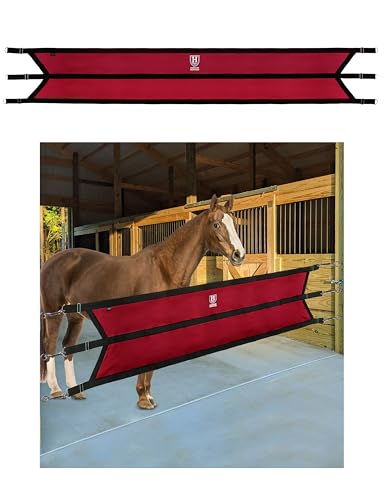 Harrison Howard Long-Lasting Fabric Home Barn Use Sturdy Spring Hooks and D-Rings Adjustable Straps Aisle Stall Guard Red