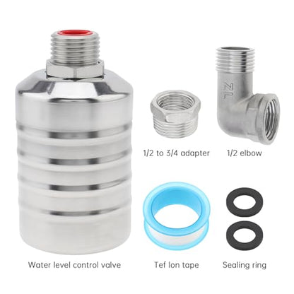 Float Valve, 1/2inch to 3/4inch Auto Fill Shut Off Water Float Valves | 304 Stainless Steel Fully Automatic Water Level Control for Water Tank, Pool, Tower, Livestock Troughs - style: Style 1