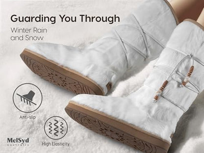 100% Sheepskin Lined Fur Boots Women: Removable Arch Support Insole - color: Arch-knee High-white, size: 11