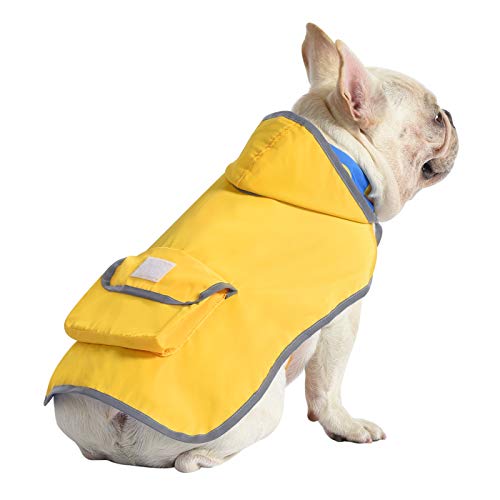 HDE 2-in-1 Reversible Dog Raincoat Hooded Poncho Rain Jacket YLW Duck M - color: Ducks / Yellow, size: Medium