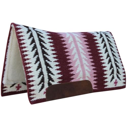Professional's Choice Ventana Western Saddle Pad | Contoured Design, 100% New Zealand Wool, Moisture-Wicking Fleece, Wear Leathers - color: Cranberry, size: 33x38