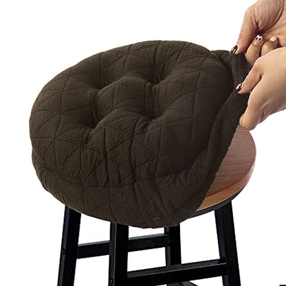 BUYUE Round Bar Stool Seat Cushion, Dia.13 Luxury Fashion Jacquard with Anti-Skid Silicone Bar Stool Cushion Padded (Brown, M,1 Count) - color: Brown, style: Round M