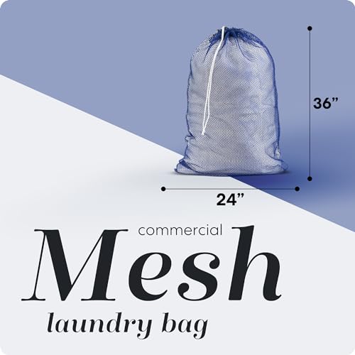 Handy Laundry Mesh XL Laundry Bag 24"x36", Heavy Duty Drawstring, Blue - color: Blue