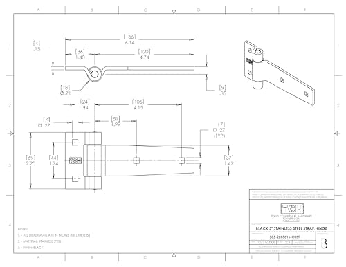 TCH Hardware 5" Stainless Steel Strap Tee T Hinge | Heavy Duty | Garage, Barn Door, Gate, Shed, Cargo Box, Trailer and Truck Strap T Hinge | (2 Pack, Black) - color: Black, size: 5 Inch