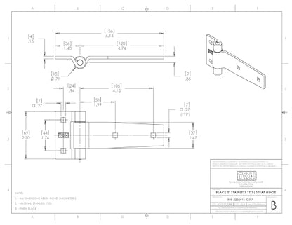 TCH Hardware 5" Stainless Steel Strap Tee T Hinge | Heavy Duty | Garage, Barn Door, Gate, Shed, Cargo Box, Trailer and Truck Strap T Hinge | (2 Pack, Black) - color: Black, size: 5 Inch