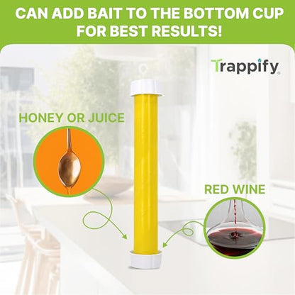 Trappify Hanging Fly Trap & Fruit Fly Traps for Indoors, Yellow, 4 Pack | Recycled Paper Stick with Ultra-Tacky Adhesive and Bait Cup, Hangs in Kitchens, Patios, Barns, Catches Flies and Gnats - size: Pack 4