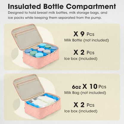 RAINSMORE Wearable Breast Pump Bag, Breast Milk Cooler Travel Bag,Pink - color: Pink