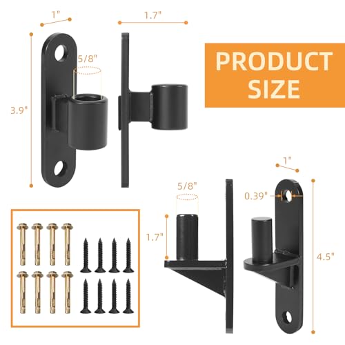 Wall Mount Gate Hinges, 4 Pairs Heavy Duty Fence Gate Hinges 5/8'' Pin Fence Post Hinge Set for Wooden or Concrete Fence Gate (Black, Screws Included) - color: Black-4 Pairs