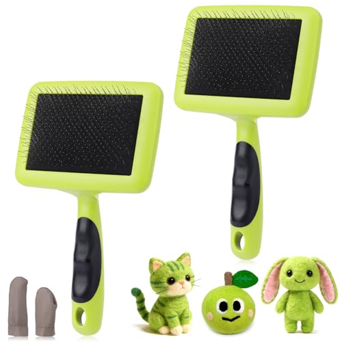 2 Pcs 7.67" x 4.48" Large Wooden Wool Carders for Needle Felting - color: Green Wool Carders