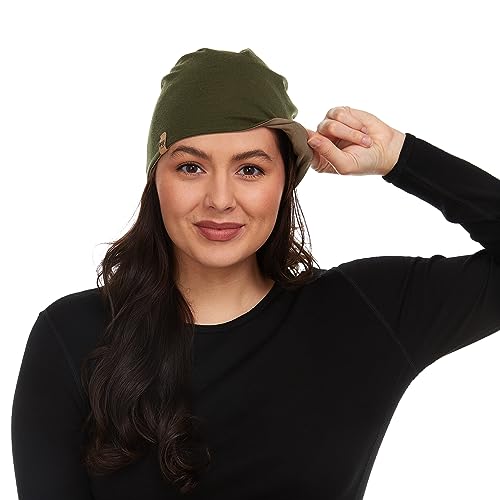 Minus33 Merino Wool Micro Weight Reversible Beanie - color: Tan 499 / Olive Drab