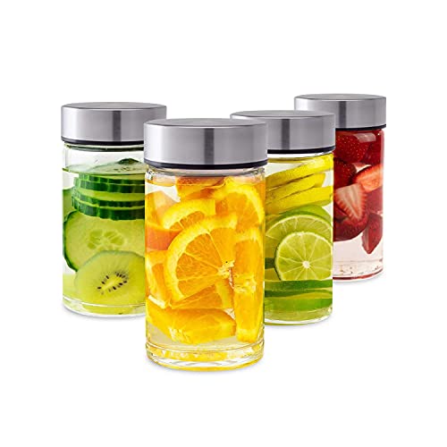 Juice Bottles - 4 Pack Wide Mouth Glass Bottles & Stainless Steel Lids,10oz - size: 10 oz