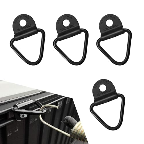 4 PCS Cargo Tie-down Anchors, Steel V-ring Heavy-duty Trailer Cargo Tie Down, Rust-proof Bolt on Flush Mount Pan Fitting Fixed, Universal for Most Cars Trailers Trucks (Black)