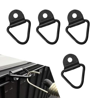 4 PCS Cargo Tie-down Anchors, Steel V-ring Heavy-duty Trailer Cargo Tie Down, Rust-proof Bolt on Flush Mount Pan Fitting Fixed, Universal for Most Cars Trailers Trucks (Black)