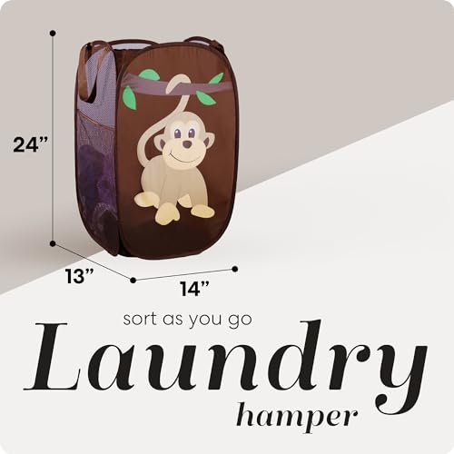 Handy Laundry Collapsible Mesh Pop Up Laundry Hamper 14 x 13 x 24 in - color: Monkey, 1-PACK