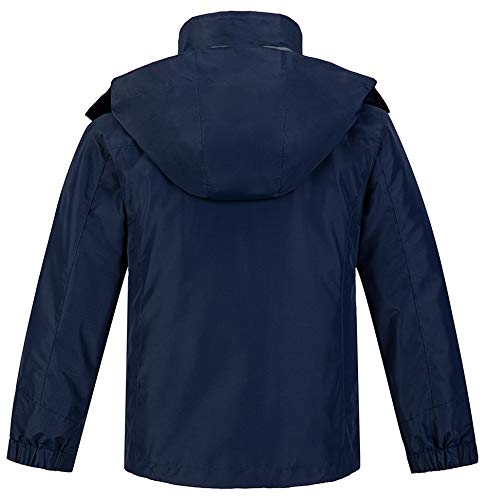 wantdo Boys' 3-in-1 Ski Jacket Fleece-Lined Winter Coat Hooded Raincoat - color: Navy, size: 8